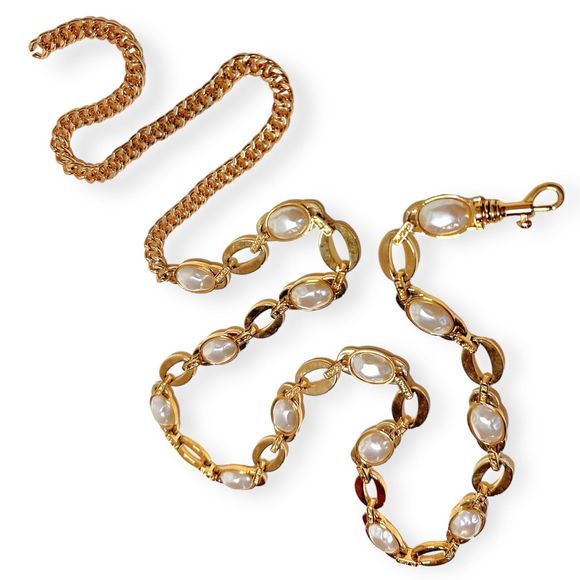 Vintage ST. JOHN Faux Pearl Inlay Gold Convertible Belt / Necklace main image 8